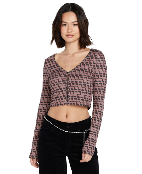 Juniors' Disco Rodeo Long-Sleeve Cropped Top