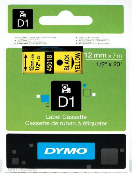 Dymo D1 Schriftband 12 mm x 7 m schwarz auf gelb 45018 - Labels - A1