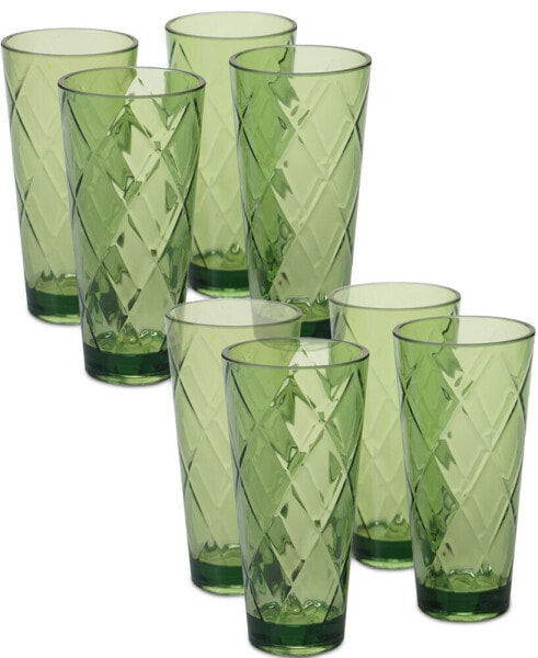 Green Diamond Acrylic 8-Pc. Iced Tea Glass Set