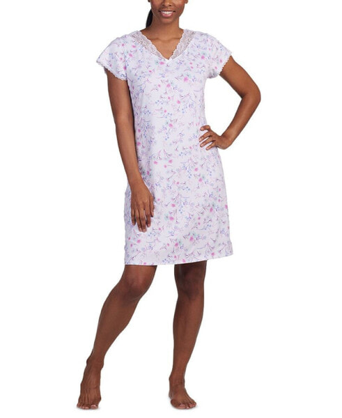 Women's Printed Lace-Trim Nightgown