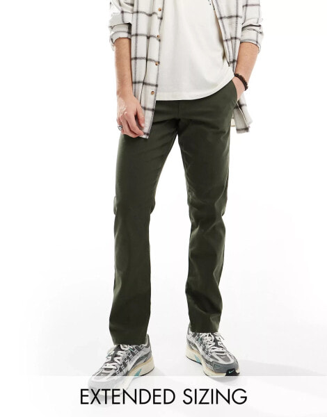 ASOS DESIGN slim chinos in dark khaki