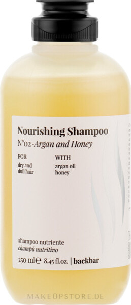 Nährendes Shampoo mit Arganöl und Honig für trockenes und stumpfes Haar - Farmavita Back Bar No2 Nourishing Shampoo Argan And Honey 250 ml