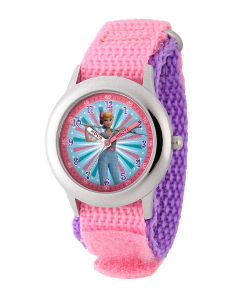 Girl's Disney Toy Story 4 Bo Peep Pink Stainless Steel Time Teacher Strap Watch 32mm