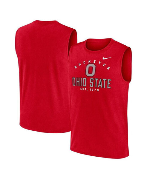 Men's Scarlet Ohio State Buckeyes Primetime Legend Lock Up Performance Muscle Tank Top