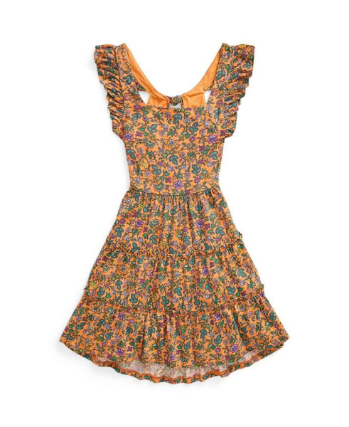 Платье для малышей Polo Ralph Lauren с цветочным узором и оборками из хлопкового джерси