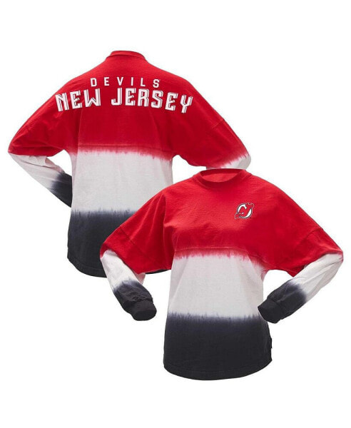 Футболка женская Spirit Jersey New Jersey Devils омбре красно-черная с длинным рукавом