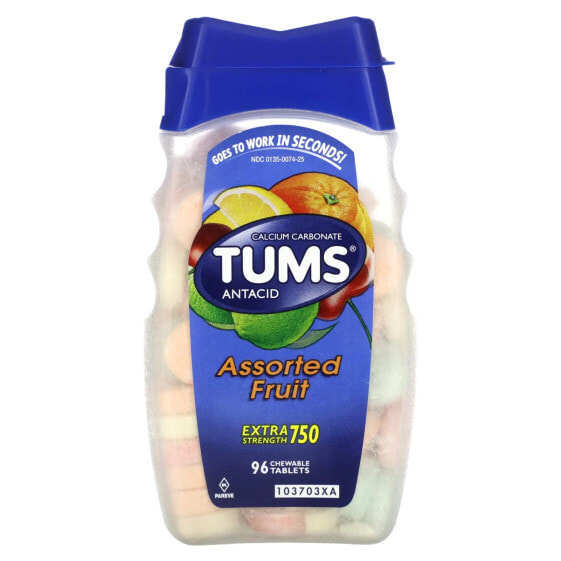 Жевательные таблетки для желудка TUMS Extra Strength, ассорти, 96 штук