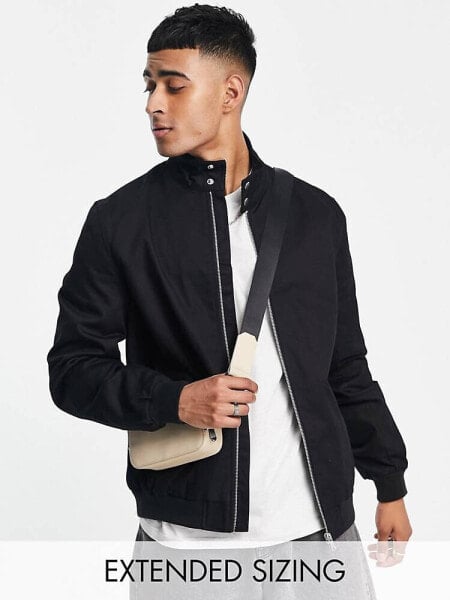 ASOS DESIGN harrington jacket with funnel neck in black
