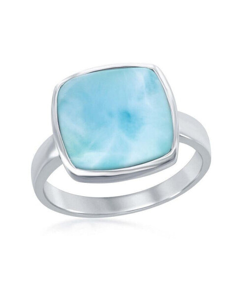 Sterling Silver Larimar Square Ring