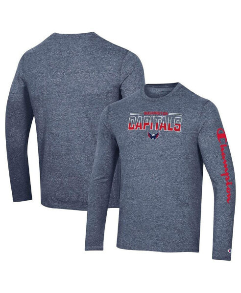 Men's Heather Navy Washington Capitals Tri-Blend Long Sleeve T-shirt