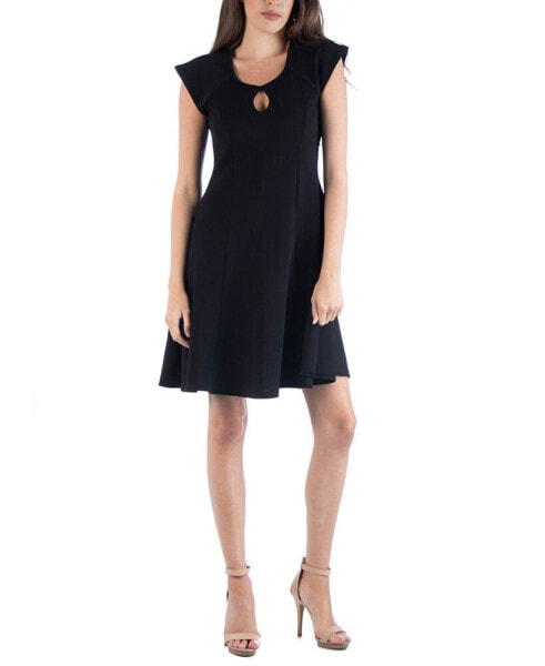 Scoop Neck A-Line Dress with Keyhole Detail