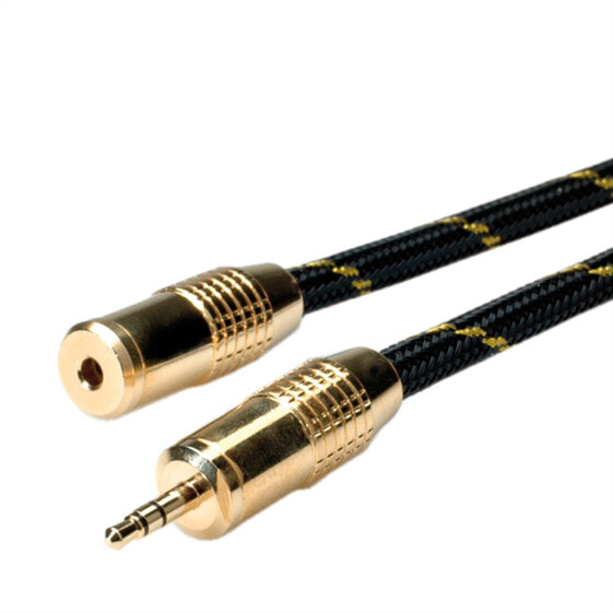 ROLINE GOLD 3.5mm Audio Extension Cable - Male - Female 5.0m - 3.5mm - Male - 3.5mm - Female - 5 m - Black - Gold