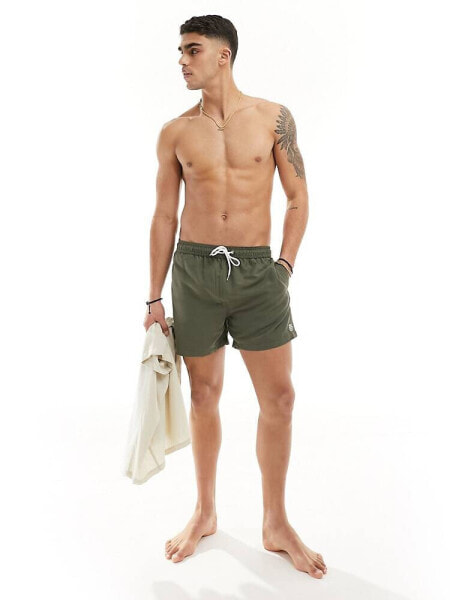 New Look core swim short in dark khaki