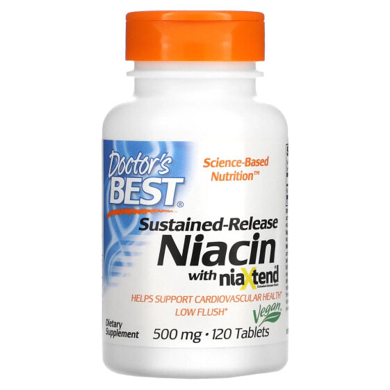 Витамины группы B Doctor's Best Sustained-Release Niacin с niaXtend, 500 мг, 120 таблеток.