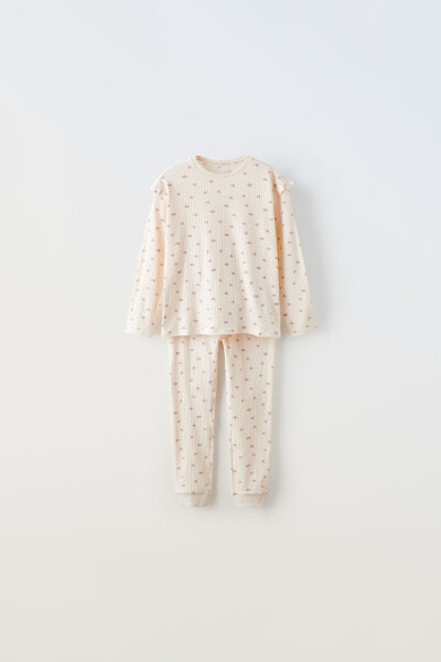 1–6 лет/ пижама из ткани в рубчик с цветочным принтом ZARA