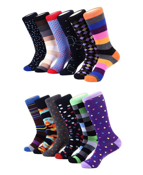 Men's Bold Designer Dress Socks Pack of 12
