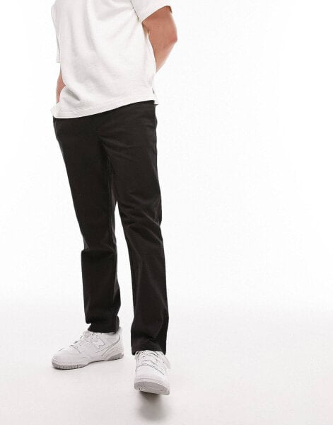 Topman skinny chino trousers with elasticated waist in black