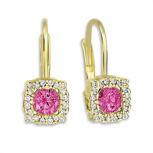 Square dangling earrings with fuchsia crystals 239 001 00976 0000700