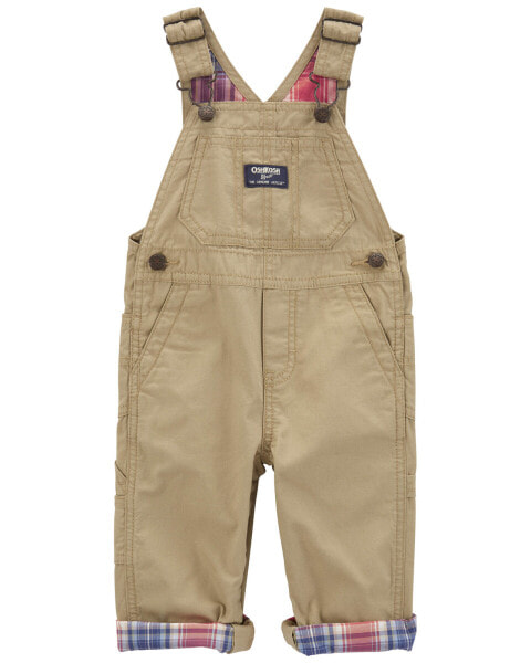 Baby Classic Plaid-Lined Canvas Overalls 3M