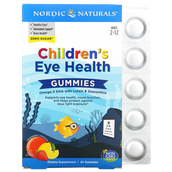 Children's Eye Health Gummies, Zero Sugar, Ages 2-12, Strawberry Lemonade, 30 Gummy Chews