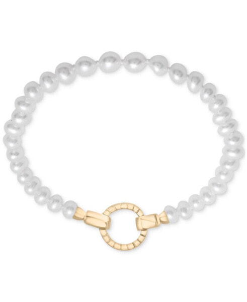 Cultured Freshwater Pearl (4mm) Circle Clasp Bracelet