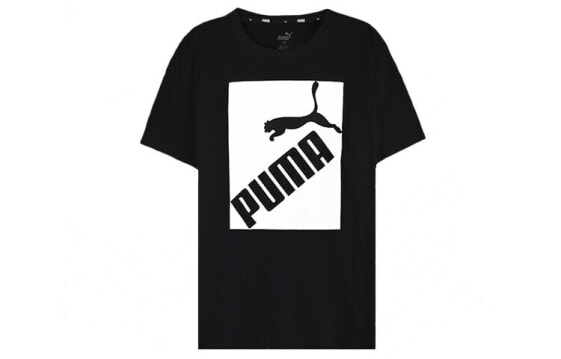 Puma 大Logo印花圆领短袖T恤 男款 黑色 / Футболка Puma LogoT Trendy Clothing Featured Tops T-Shirt