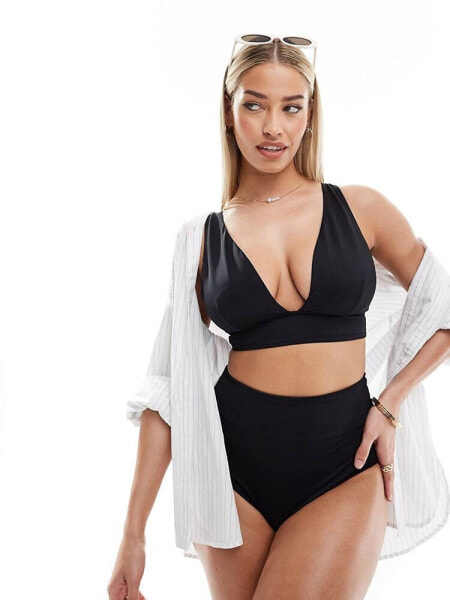 ASOS DESIGN Maya Fuller Bust mix and match sleek plunge bikini top in black