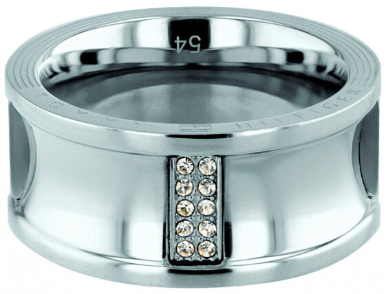 Luxury steel ring with crystals TH2780034