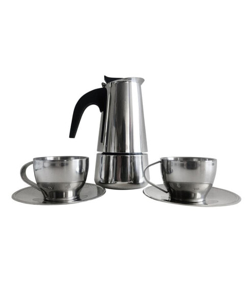 4 Cup Stainless Steel Espresso Maker Set, 5 Piece