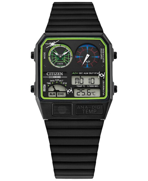 Trench Run Analog-Digital Black Stainless Steel Bracelet Watch 33mm