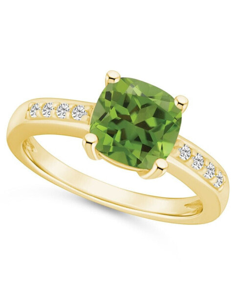 Peridot and Diamond Ring (2-3/8 ct.t.w and 1/8 ct.t.w) 14K Yellow Gold