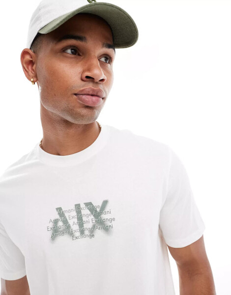 Armani Exchange boxy fit t-shirt with chest logo in off white