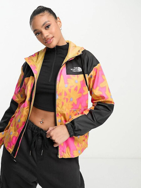 The North Face Sheru hooded shell jacket in yellow flower print Exclusive at ASOS