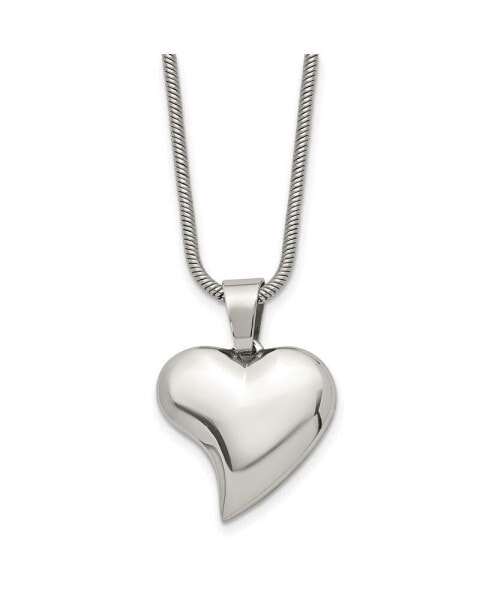 Chisel polished Heart Pendant on a 18 inch Snake Chain Necklace