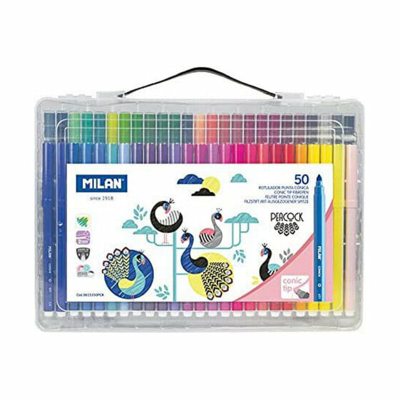 Set of Felt Tip Pens Milan Conic Multicolour 50 Pieces