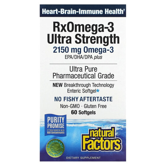 RxOmega-3 Ultra Strength, 2,150 mg, 60 Softgels (1,075 mg per Softgel)