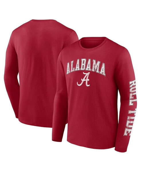 Men's Crimson Alabama Crimson Tide Distressed Arch Over Logo Long Sleeve T-shirt