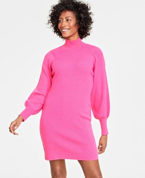 Women's Turtleneck Mini Sweater Dress, Created for Macy's