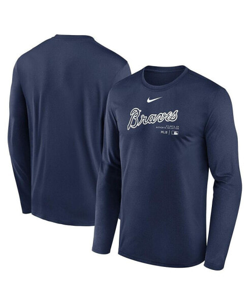 Men's Navy Atlanta Braves Authentic Collection Practice Performance Long Sleeve T-Shirt