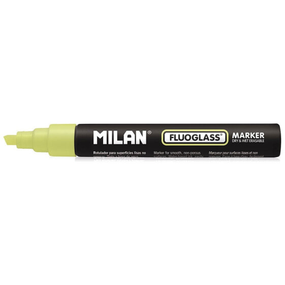 MILAN Display Box 12 Fluoglass Markers Chisel Tip 2 4 mm Yellow Colour