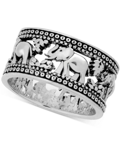 And Now This Elephant Band Ring in Silver-Plate