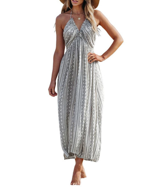 Women's Halter Ruched Maxi Beach Dress