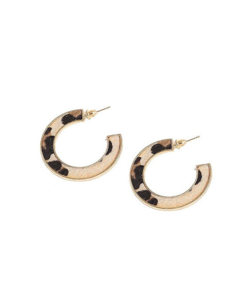 Women's Multicolor Metallic Animal Print Hoop Earrings