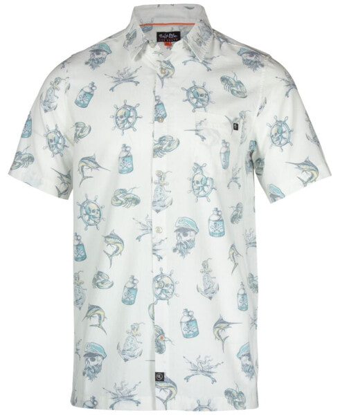 Men's Tell No Tales Graphic Print Short-Sleeve Button-Up Shirt