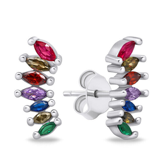 Unmissable silver earrings with colored zircons EA722WRBW