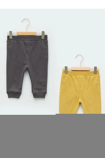 Beli Lastikli Basic Pamuklu Erkek Bebek Pantolon 2'li