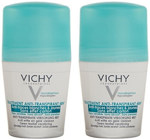 Vichy Hypoallergenic Roll-On Deodorant For Sensitive Skin Гипоаллергенный шариковый дезодорант, для чувствительной кожи, не оставляет  следов 2 х 50 мл