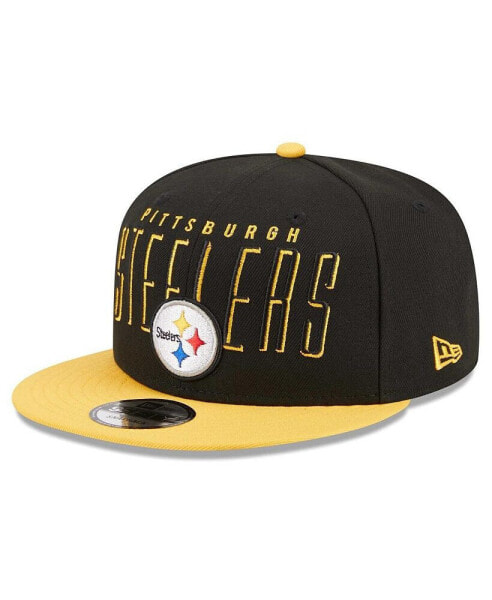 Men's Black, Gold Pittsburgh Steelers Headline 9FIFTY Snapback Hat