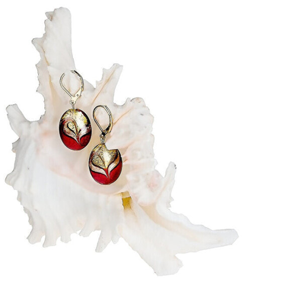 Elegant Red Sea earrings made of Lampglas pearls with 24 carat gold EP25