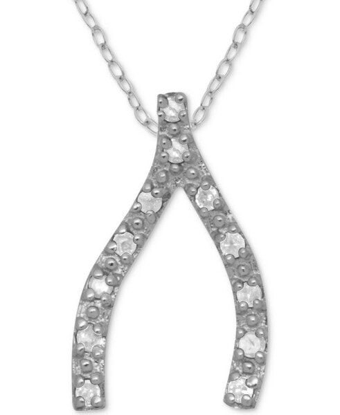 Macy's diamond Wishbone 18" Pendant Necklace (1/10 ct. t.w.) in Sterling Silver